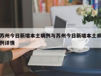 苏州今日新增本土病例与苏州今日新增本土病例详情