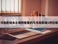 河南新增本土病例那里的与河南新增1例在哪
